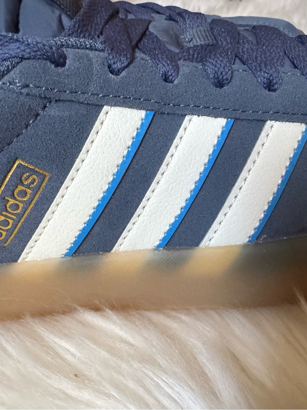 adidas Navy and White Suede Casual Sneakers - Picture 2 of 10
